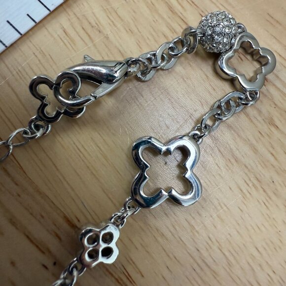 Silver-Tone Long Necklace With Spade-Style Charms & Crystal Accents 32-Inch Chai - Picture 8 of 11